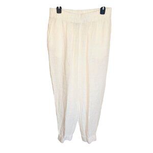 Flax White Cream Linen Jogger Casual Pants M Sustainable Lagenlook M Minimalist